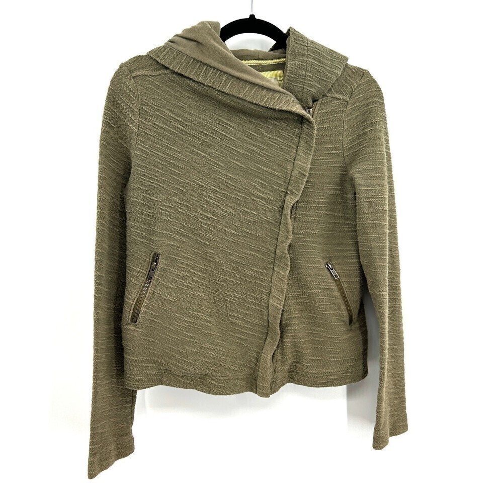 ANTHROPOLOGIE Saturday Sunday Army Green Asymmetrical Hoodie Jacket Size XS